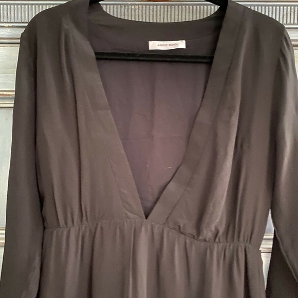Anine Bing little black silk mini dress size S/P - Picture 5 of 9